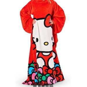 NEW Hello Kitty Iconic Red Plush Snuggie-Throw with Arm Sleeves